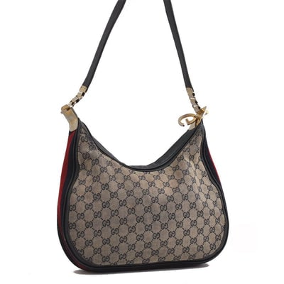 Gucci blue Guccissima print Attache hobo w Sherry stripe: For sale is an early, Gucci, blue Guccissima print, large size, 'Attache' style hobo bag with a red & navy Sherry stripe, oval G latch hook & gold hardware! It is a unique take on a classic ho