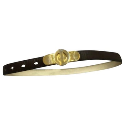 Dior Brown Leather Belt w Gold CD Buckle: For sale is a Christian Dior, brown leather belt with an Art Deco look, an attached bold gold CD logo buckle, two hooks that slide into the belt to secure it, and seven holes from 27.5" to 33.5"! The 