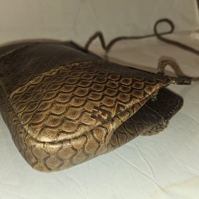 Fendi brown tooled leather pouch purse with adjustable strap - 3