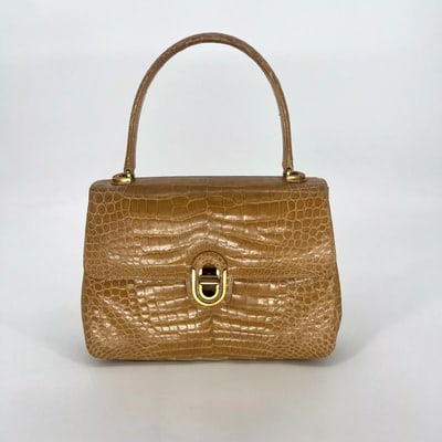 Gucci 1960's camel crocodile leather Kelly style purse (1 of 4)