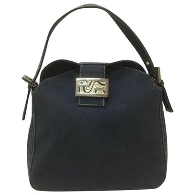 Fendi Heavy Dark Rinse Denim Fabric Limited Edition Baguette Shoulder Bag w Chrome & Enamel Hardware: For sale is an amazing, Fendi, heavy dark rinse denim fabric, hobo style, limited edition double flap baguette with chrome hardware, a fold over top closure and bold chrome and multicolored enamel,