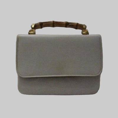 Gucci White Patent Leather Lunch Box Satchel W Bamboo Handle (1 of 4)