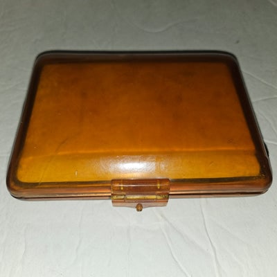 Art Deco Italian honey tortoise shell hard & boxy clutch w lots of compartments (1 of 4)