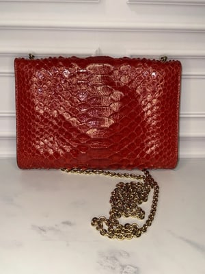 Ferragamo red python two way cross body - 2