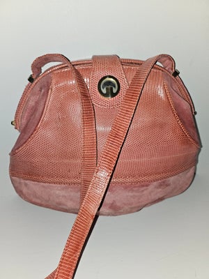 Gucci pink suede & reptile leather clam shell top purse (1 of 4)