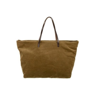 Fendi Camel Corduroy & Brown Leather Roll Tote (1 of 4)