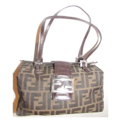 Fendi Ltd Ed Structured Lunchbox Purse Tobacco Zucca Print Leather Satchel (1 of 4)