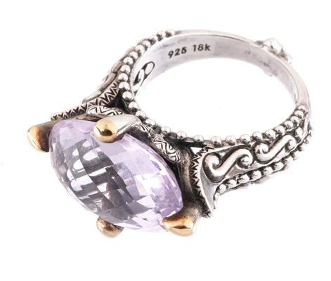Bixby amethyst in sterling &18K size 8 ring (1 of 2)