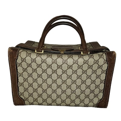 Gucci RARE brown Guccissima print & brown leather train case in mint condition!: For sale is a Gucci RARE brown Guccissima print & brown leather train case with lots of compartments & gold hardware. This vintage mid century piece is in mint condition, inside & out, and