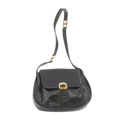 Gucci Soft Black Leather Bucket Bag Pouch With Enamel Buckle Accents: *For sale is a RARE, Gucci, mod, black leather, flap top, shoulder purse with a brown enamel and gold clasp, a leather strap with two more enamel buckle accents that allow you to shorten the strap, an