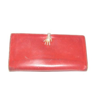 Gucci Red Leather With Gold Hand Clasp Vintage Wallet: For sale is a vintage, Gucci, true red leather with red leather interior, bi-fold style, checkbook size, wallet with gold, hand, hinged clasp! This classic vintage Gucci wallet would look great with l