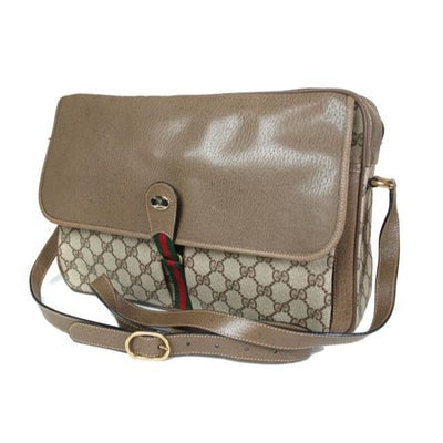 Gucci Early Accessory Collection School Bag Brown Large G Logo Print With Red And Green Shelly Strip: For sale is an amazing, early Gucci Accessory Collection 'School Bag' style, brown large G logo print coated canvas and brown leather, large, top zip, satchel style cross body/shoulder bag, with a lea