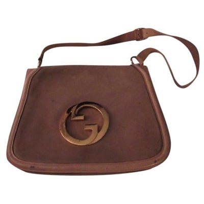 light greyish taupe suede and ivory leather, Gucci 'Blondie', saddle bag, envelope top, shoulder bag (1 of 4)