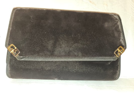 Gucci 1960's mod black silk velvet clutch style purse with two tone GG accents!: For sale is an authentic, rare, 1960's, AMAZING, Gucci, mod black silk velvet clutch style purse with two tone GG accents! This early vintage piece from Gucci is such an iconic classic with a modern, 