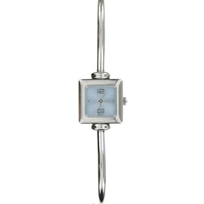 SALE! Gucci 1900L Series Square Blue Opalescent Stainless Steel Watch: For sale is a Swiss made, Gucci, 1900 L series watch with a square, blue opalescent, stainless steel face, 7.5" long, sterling, bracelet style band, and a sapphire crystal 3 atm quartz. The watch by