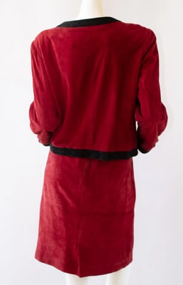 Fendi red & black suede skirt and cropped jacket in size 46 (1 of 4)