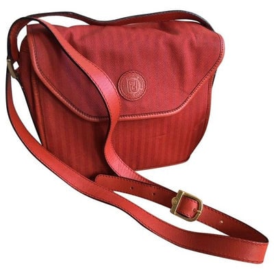 Fendi Shoulder Regimental Print Canvasleather Bodyshoulder Red Thin Stripe Coated Canvas And Leather: For sale is a vintage, Fendi, mod look, true red thin striped print coated canvas and leather two-way- cross body/shoulder purse! This is a gorgeous bag in amazing condition that was created by Fendi 