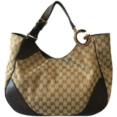 Gucci Top Handle Xl W Canvasleather Metal G Accents Brown Guccissima Print Leather Tote: For sale is a rare, Gucci, 'Charlotte' style brown Guccissima print canvas and leather, XL top handle satchel or tote style bag with two, gold metal G accents that the straps attach, a top snap closur