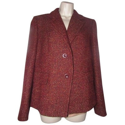 Max Mara Burgundy Tweed With Browns And Yellows Blazer (1 of 4)