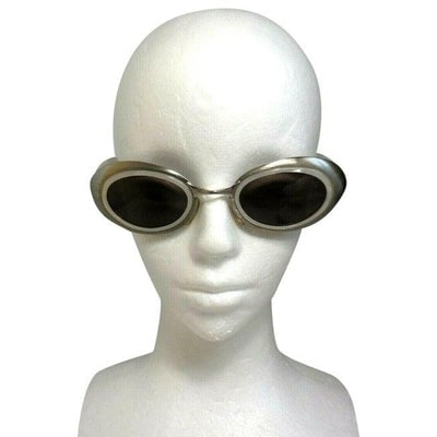 Fendi Brushed Silver And Mother Of Pearl Frame Vintage Pandora Style: For sale is a pair of Fendi, RARE, 1970's, 'Pandora' style frames with brushed silver oval around the brown tinted lenses and mother of pearl pieces completing the frames with silver FF logos on both 