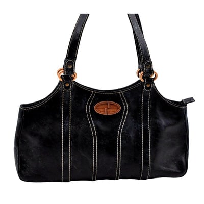 GUCCI black leather satchel w tonal stitching & rose gold accents: â­?Sought after Gucci style-very popular! For sale is a GUCCI, buttery soft black leather, satchel with two handles, a top zip closure, contrast stitching, and brass accents! This bag is a rare styl