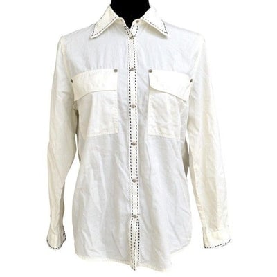 Fendi White Black Stitching Blouse (1 of 4)