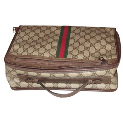 Gucci Ophidia Brown Crossbody Guccissima Coated Canvas Leather Top Handle Red Green Stripe: For sale is a very RARE, Gucci, brown Guccissima print coated canvas & leather, roomy, two-way- top handle clutch or cross body with a zip around closure, multiple compartment, removable strap