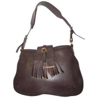 Burberry Style Shoulder Purses Brown Leather With Fringe And Equestrian Accents Hobo Bag: For sale is a Burberry, RARE, supple brown leather, hobo style, shoulder bag with a leather flap top snap closure, a wide tassel accent, and antique gold finish hardware! This is a rare, gorgeous purs