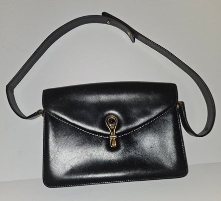 Gucci black leather two way purse with blue lapis clasp (1 of 4)