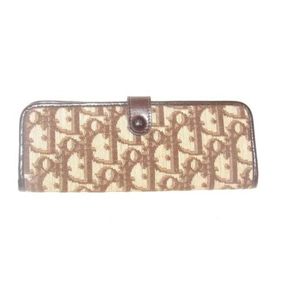 Dior Brown Trotter Print Mirrored Accessory for Comb Cash etc.: For sale is a vintage, Christian Dior, RARE, brown 'trotter' print canvas and brown leather purse accessory or wallet with a mirror on one side, pockets for cash or a comb, and a snap closure! This is