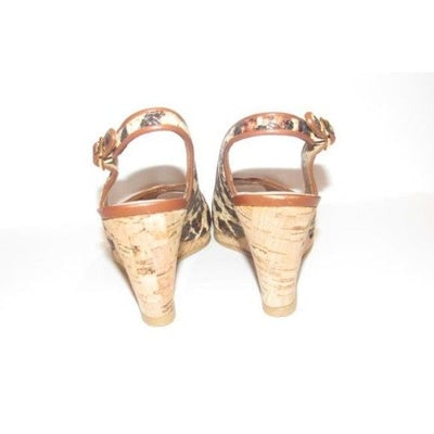 Stuart Weitzman Leopard Leather Cork Wedge Sandals - 4