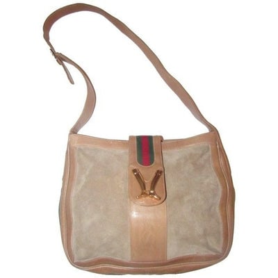SALE! Gucci Horsebit Vintage Purses Beige Suede Hobo Bag: For sale is a vintage, Gucci, RARE, camel leather and tan suede, hobo bucket style, shoulder bag with a red and green stripe, bold gold equestrian accents, and a top snap strap with gold cowboy boots!