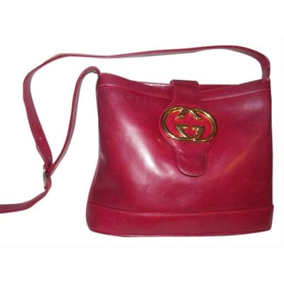 Gucci Vintage Pursesdesigner Purses Reddish Burgundy Leather Satchel: ONE OF A KIND VINTAGE GUCCI BAG! For sale is a RARE, vintage, Gucci, delicious reddish burgundy leather, bucket shaped, tote/satchel style, Britt Blondie, shoulder bag with a large, 'blondie'- like, b
