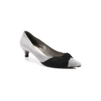 Miu Miu, RETRO, Size 8, Grey Suede, Kitten Heels w Black Fabric Knot (1 of 4)