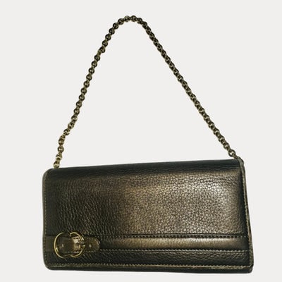 Gucci Marmont bronze leather XL wallet on a chain: For sale is an authentic Gucci Marmont bronze leather XL wallet on a chain, a timeless luxury accessory that combines style with everyday functionality. This statement piece features rich bronze leath