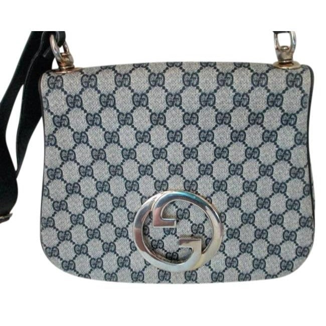 Mod, RARE, navy Guccissima print coated canvas/leather, Gucci Blondie, shoulder bag with large: VINTAGE ORIGINAL RE- RELEASED BY GUCCI!! For sale is a Mod, RARE, larger size, navy Guccissima print coated canvas/leather, Gucci Blondie, shoulder bag with large, gold 'GG' emblem and high end bohemi