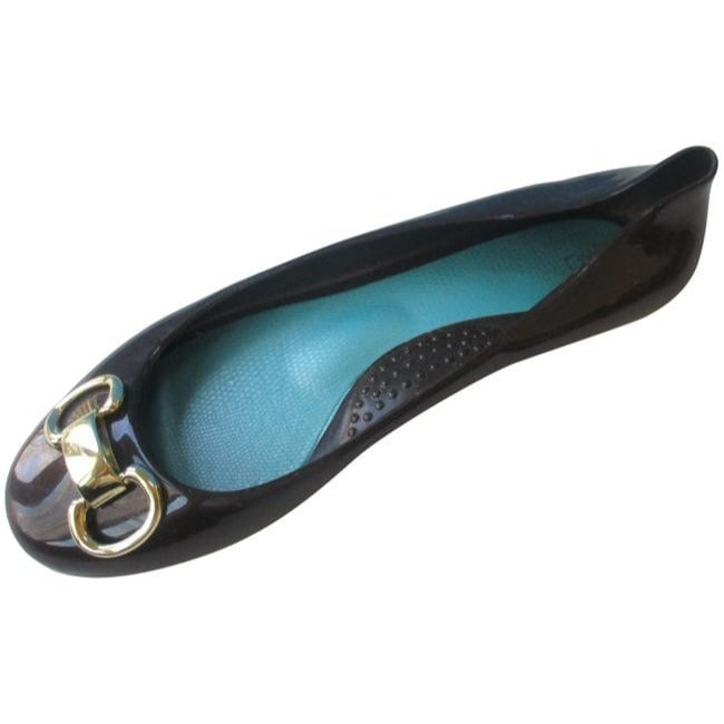 Oka B Brown Jelly Ballet With Teal Turquoise Insoles Flats Size Eu: Super cute! Retro OKA b. Brown shiny jelly ballet flats with teal turquoise insoles. Horsebit toe embellishment. Padded teal aqua insoles. Signature soles. Gold tone hardware. Size 8US/38EU. All measu