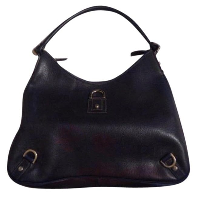 Gucci Vintage Gold And Light Brown Leather And Fabric Hobo Bag: For sale is a GUCCI, 'Abbey D Ring' style, navy blue leather, top zip, single strap hobo style purse with engraved D- rings and gold hardware! It is a classic style that would be great used as your ev