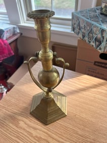 Antique solid brass candlestick holder