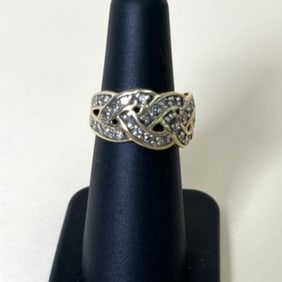 14k Braided Gold Ring With Diamonds Size 5.5
