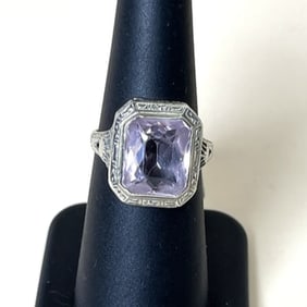 14k Filigree White Gold Ring With Morganite