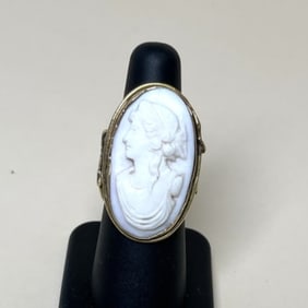 Antique 14k Yellow Gold Cameo Ring Size 6.5