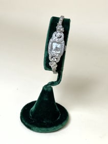 Eloga 14K White Gold Antique Ladies Wristwatch with Diamond Band