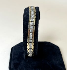 Italian 14K Yellow Gold Diamond Bracelet