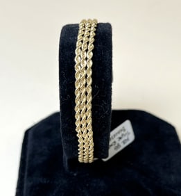 14k Yellow Gold Triple Strand Rope Bracelet
