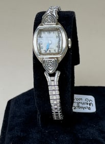 14k White Gold Waltham Ladies Vintage Wrist Watch