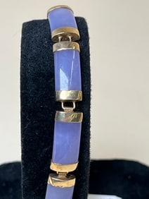 10k Yellow Gold with Lavender Jade Bracelet