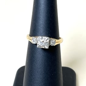Round Cut Diamond In 14k White Gold Cage, 14k Yellow Gold Band 6.25