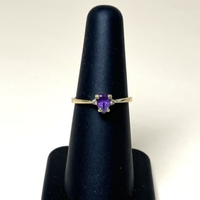14k Yellow Gold And Amethyst Ring Size 6