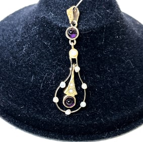Antique Victorian Amethyst & Seed Pearl Necklace